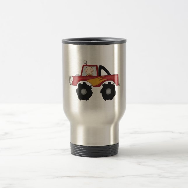 Rote Monster-LKW-T-Shirts und Geschenke Reisebecher (Mittel)