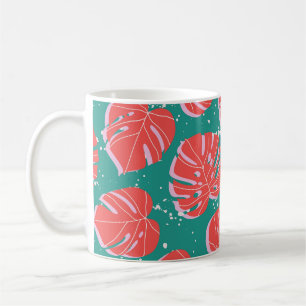 Rote Monstera: tropisches Muster Kaffeetasse