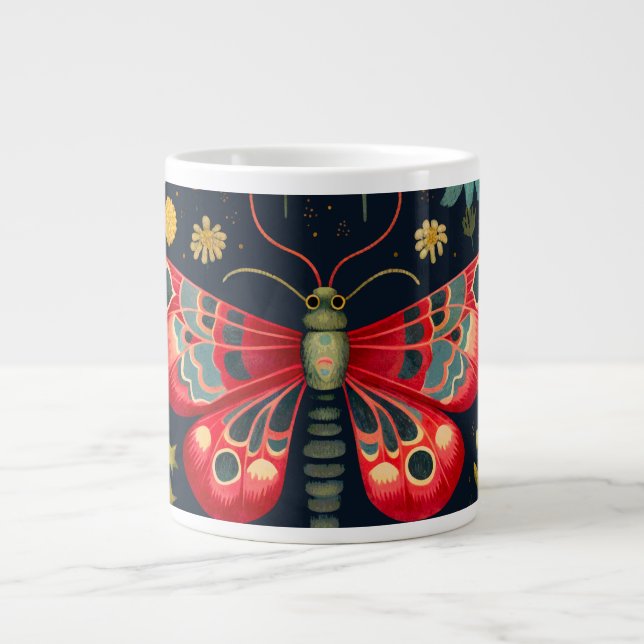 Rote Motte im Nachtgarten Jumbo-Tasse (Vorderseite)