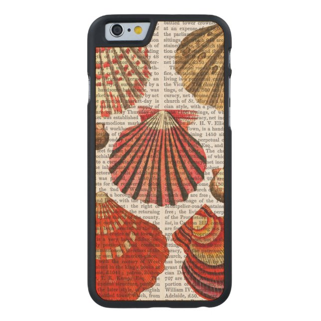 Rote Muscheln Carved Wood iPhone Hülle (Rückseite)