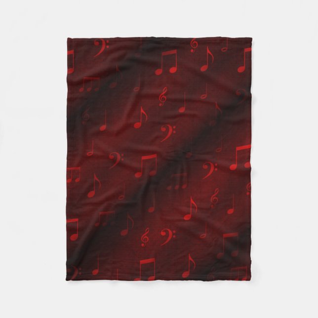 rote Musiknoten Fleecedecke (Vorderseite)