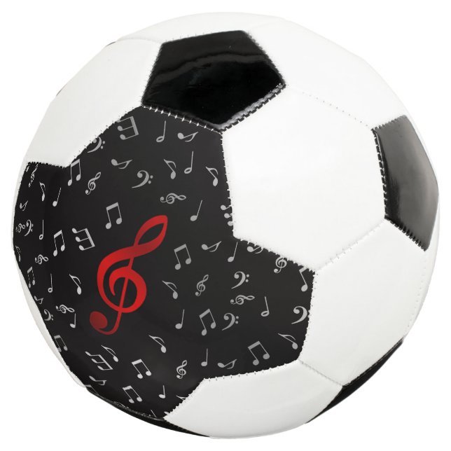 Rote Musiknoten in Schwarz Fußball (Dreiviertel)