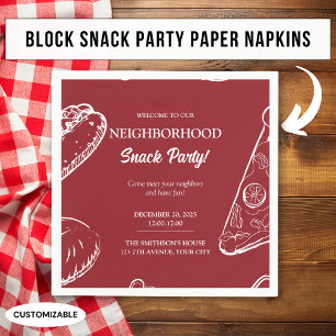 Rote Nachbarschaft Spaß Block Essen Snack Party Serviette
