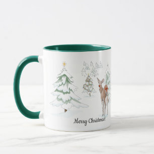 Rote Nase Deer im Snowy Wood Holiday Tasse