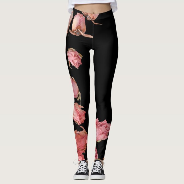 Rote natürliche Rose auf transparentem Hintergrund Leggings (Vorderseite)