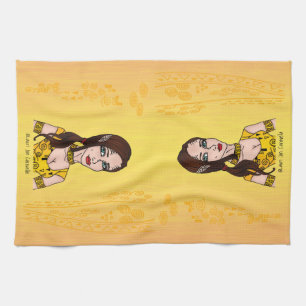 Rote Nebelfleck-Mädchen-Spiralen Geschirrtuch