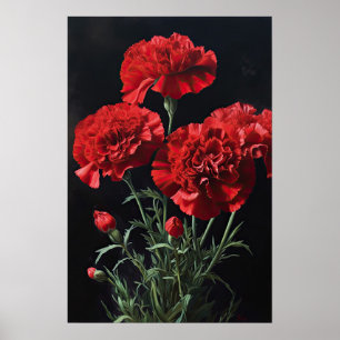Rote Nelken Blume Art Print Poster