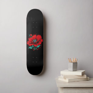 Rote Niedliche Blume Skateboard