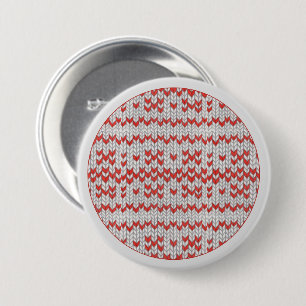 ROTE NORDISCHE STRICKENDE Rund Pin-Nadel / Grau Button