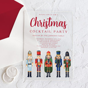 Rote Nussknacker-Weihnachts-Cocktailparty Acryleinladungen