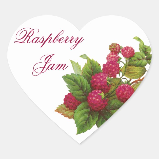 ROTE OBST - HALTUNG / RASPBERRIEN Herz Herz-Aufkleber (Vorderseite)