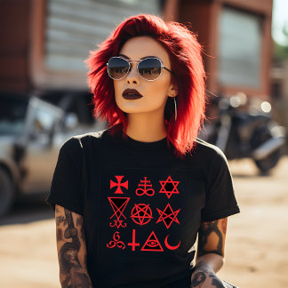 Rote Okkult-Symbole T-Shirt