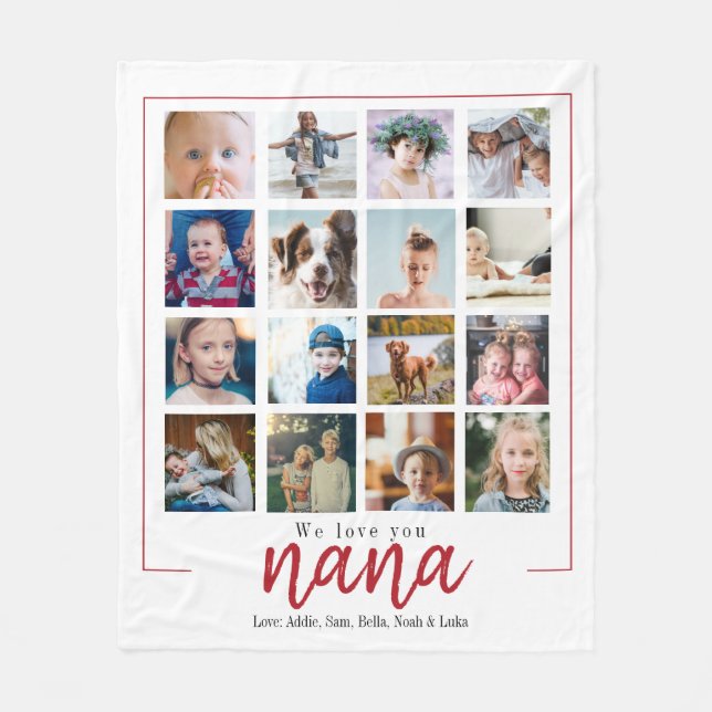 Rote Oma nana Foto sammelt Mütter Tag Fleecedecke (Vorderseite)