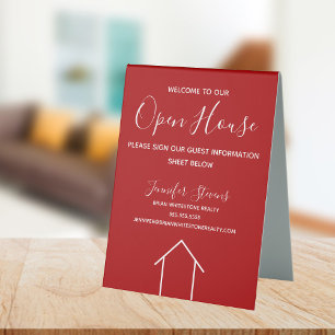 Rote Open House Custom-Immobilienfirma Tischaufsteller