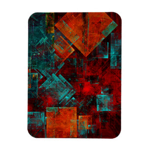Rote Orange Blue Squares Abstrakte Kunst Magnet