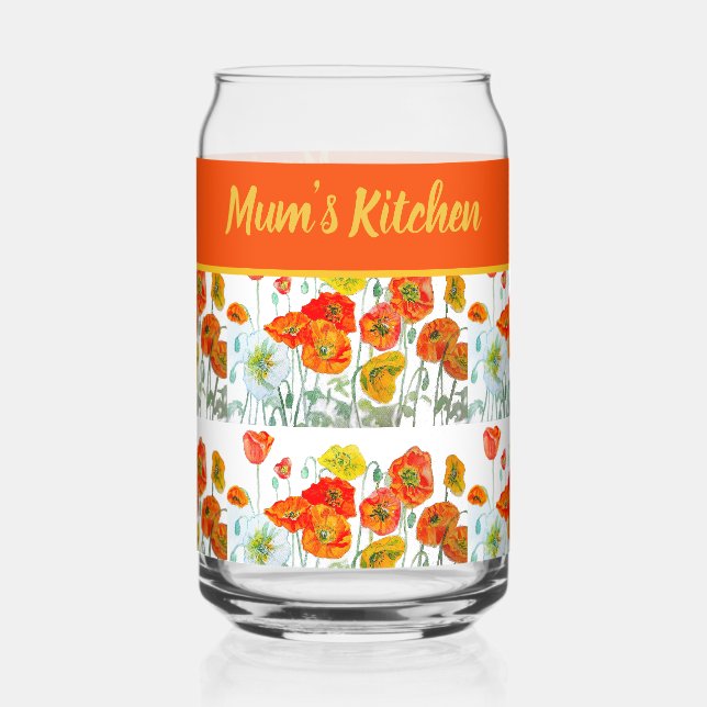 Rote Orange Gelbe Mohnblumen Klatschmohn Blumen Dosenglas (Vorderseite)