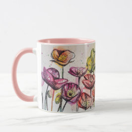 Rote Orange Gelbe Mohnblüte Blume Pappies Tasse