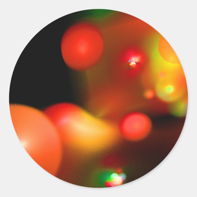 ROTE ORANGE-GELBE SCHWARZE FRAKTAL-BUBBLES RUNDER AUFKLEBER (Vorderseite)