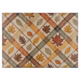 ROTE ORANGE GRÜNE KARIERT MIT FALL-AUTUMNSTÜCKEN SCHNEIDEBRETT