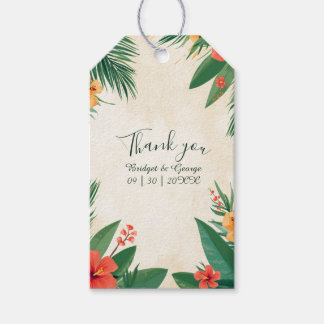 Rote Orange Hawaii Hibiskus Tropische Hochzeit Geschenkanhänger