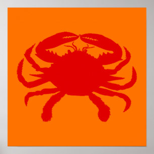 Rote Orange Krabbe Poster