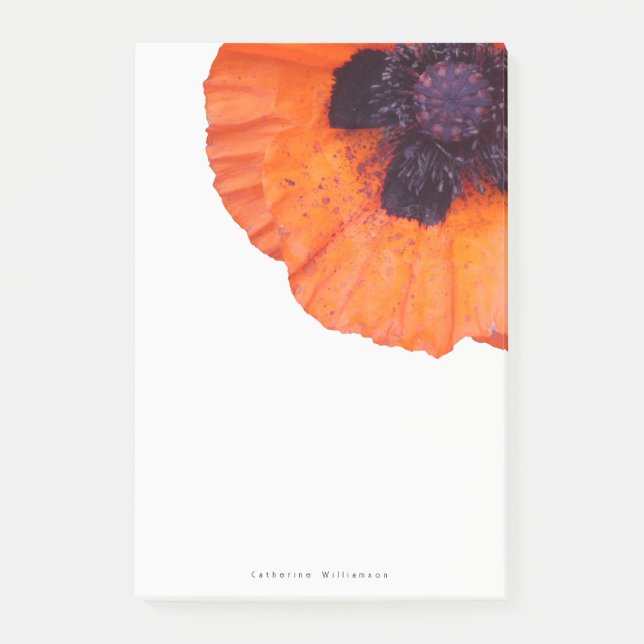Rote Orange Mohn Personalisiert  Post-it Klebezettel (Vorderseite)