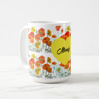 Rote Orange Mohnblume Aquarell Mohn Frau  Kaffeetasse