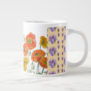 Rote Orange Mohnblumen-Aquarell-Frauenmalerei Jumbo-Tasse