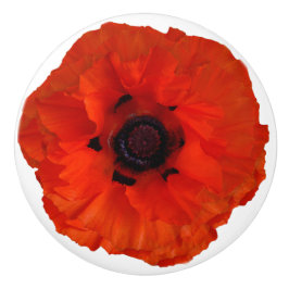 Rote orange Mohnblumen-Blumenfach-Zug-Griff Keramikknauf