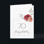 Rote Orange Rose Wasserfarbe Flora 70. Geburtstag Karte<br><div class="desc">Rot und Orange Rose Wasserfarbe Floral 70. Geburtstagskarte. Moderne Blumenkarte zum 70. Geburtstag mit schönen Aquarellfarben-Rose und Zweigen und zwei Rahmen. Sie können das Alter und die Meldung innerhalb der Karte ändern.</div>