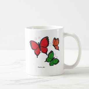 Rote, orange und grüne Schmetterlings-Tasse Kaffeetasse