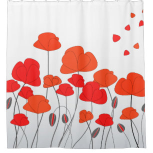 Rote Orangen Mohnblumen Duschvorhang
