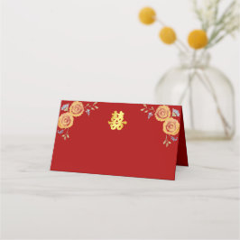 Rote Orangenblüte Chinesische Hochzeit doppeltes G Platzkarte