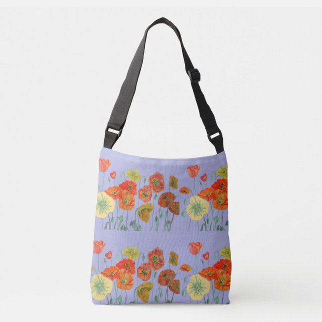 Rote Orangenblüte Mohnblüten Blume Art Tragetaschen Mit Langen Trägern (Vorderseite)