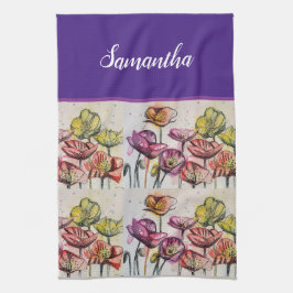 Rote Orangenmohnblume Blume Poppies Blumengestein Geschirrtuch