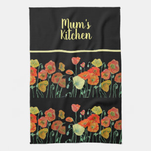 Rote Orangenmohnblume Blume Poppies Blumengestein Geschirrtuch