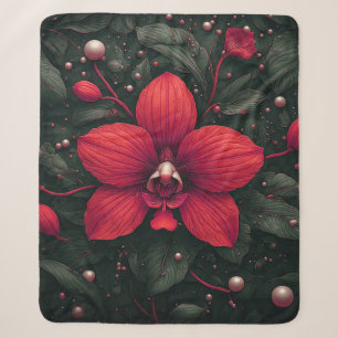 Rote Orchidee blüht mit grünen Blättern Sherpadecke