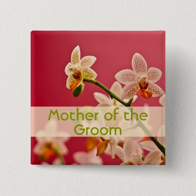Rote Orchidee • Hochzeits-Knopf Button (Vorderseite)
