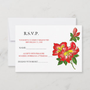 Rote Orchideen-Hochzeitsblumen-RSVP-Ankündigung 2 Einladung