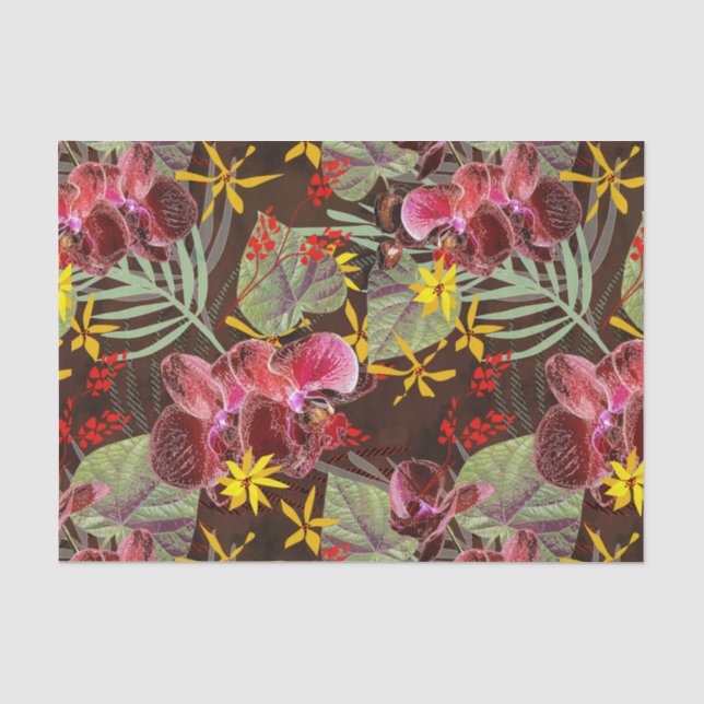 Rote Orchideen. Seidenpapier (Vorderseite)