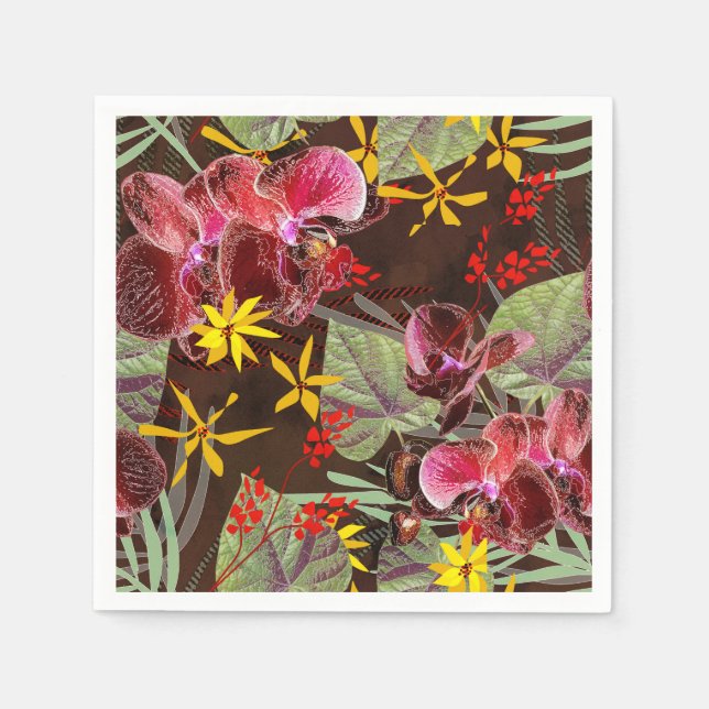 Rote Orchideen. Serviette (Vorderseite)