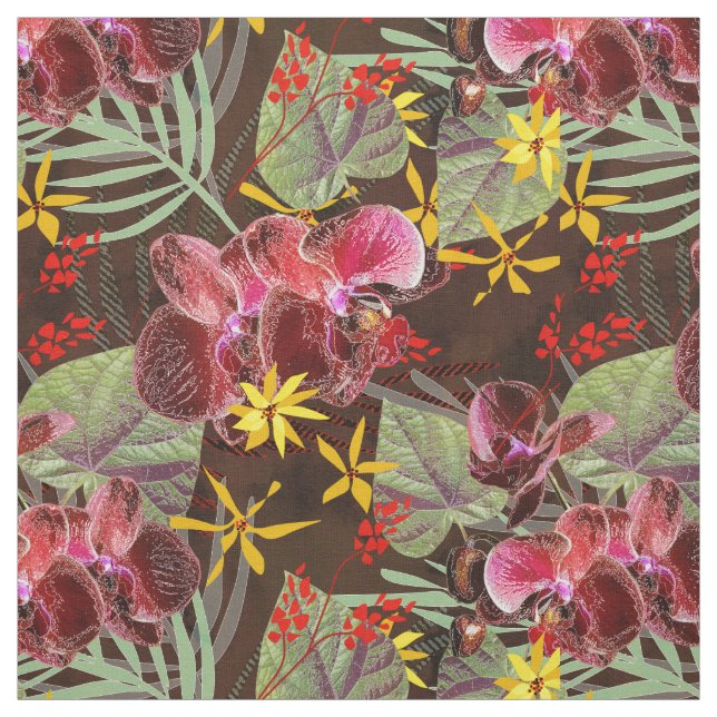 Rote Orchideen. Stoff (Muster)