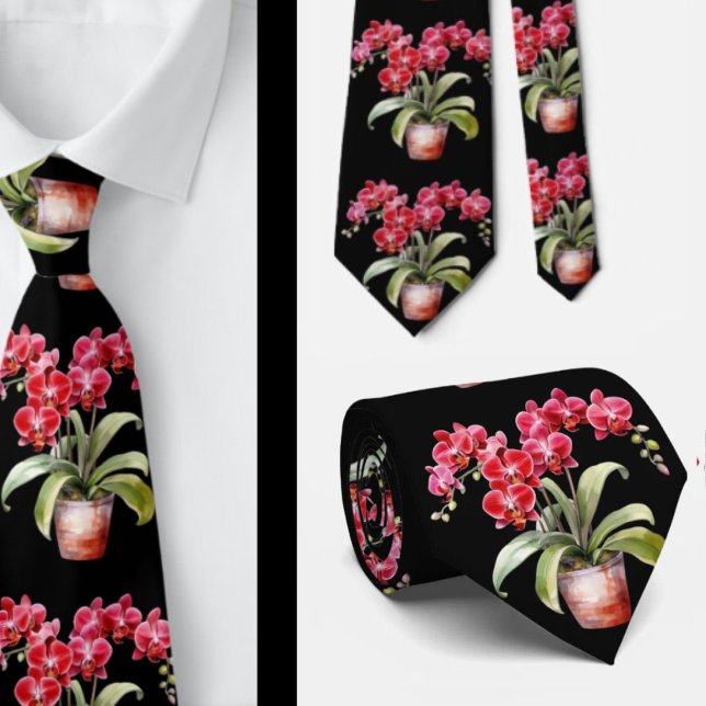 Rote Orchideenblüten Krawatte (Von Creator hochgeladen)