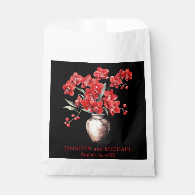 Rote Orchids Blume Blumenhochzeit Geschenktütchen (Vorderseite)