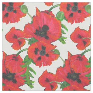 Rote orientalische Mohnblumen auf besonders Stoff
