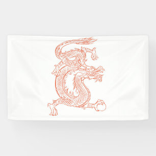 Rote orientalische skizzierte Drache-Kunst Banner
