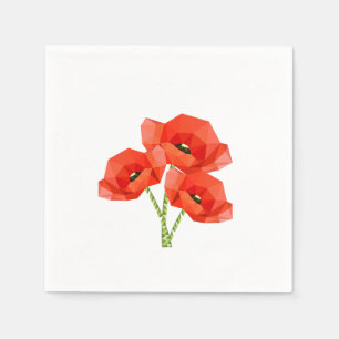 Rote Origami Mohnblumen Serviette
