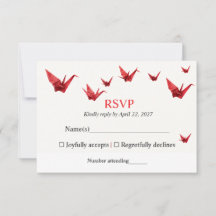 Rote Origami-Papierkrane Moderne Minimalistische H