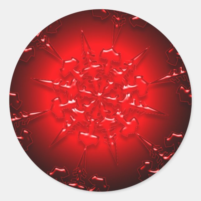 Rote Ornament-Aufkleber Runder Aufkleber (Vorderseite)