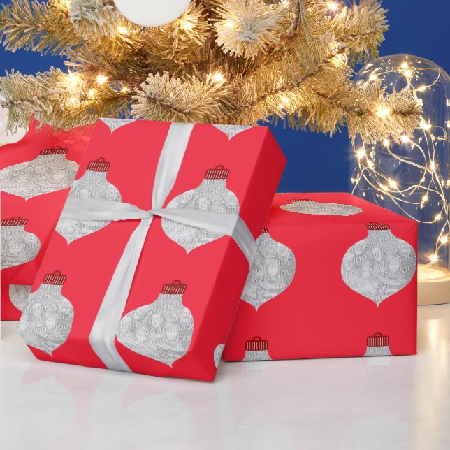 Rote Ornament-Fotovorlage Geschenkpapier (Feiertage)